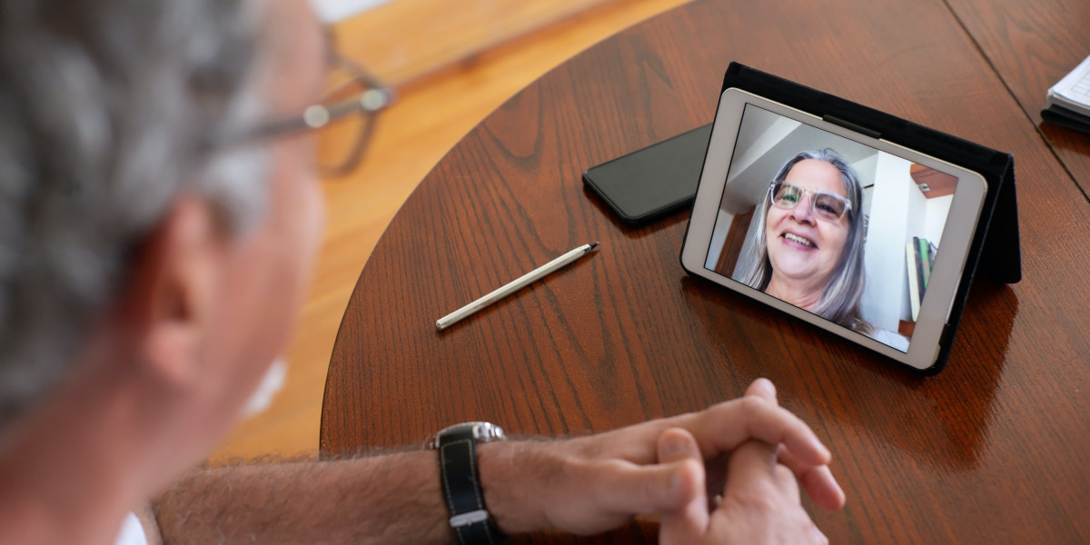 Person using a tablet for video calling